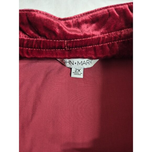 John Mark Women's Shirt Top Size 2X Red ¾ Sleeve Relaxed Fit Velvet Wired (60) - Picture 12 of 12